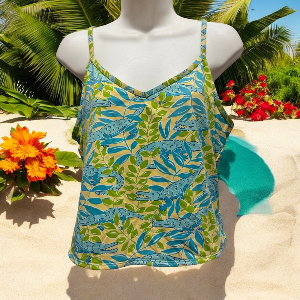 Lilly Pulitzer Blue and Green tankini top size 12